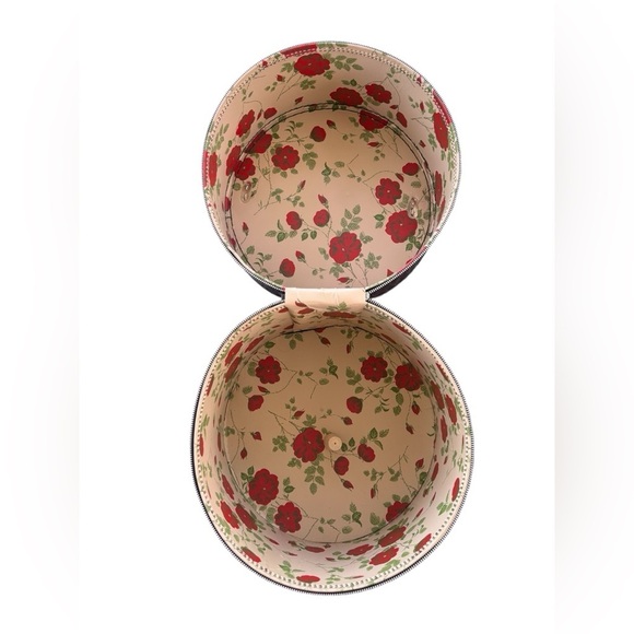 Vtg 1940’s Round Travel 13" Croc Hat Box Suitcase Hard Black Case Top Handle - Picture 3 of 5